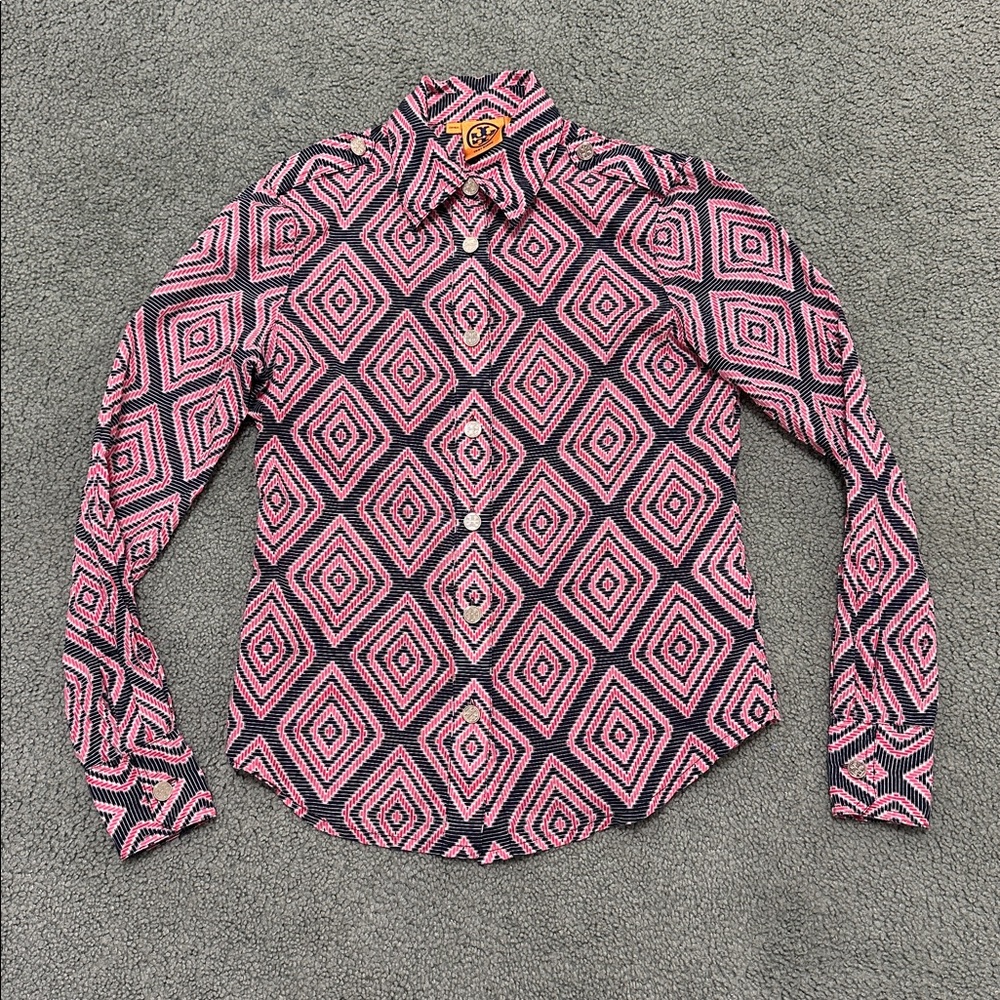 Tory Burch Women’s Size 2 Stephanie Geometric tunic Diamond blouse top shirt